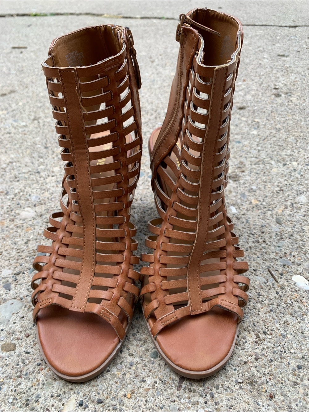 Women's Brown Gladiator 3” Heeled Sandals - Fashion Strappy Open Toe